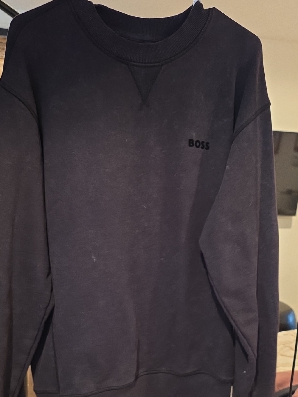 BOSS Men's Black  Crewneck Sweatshirt